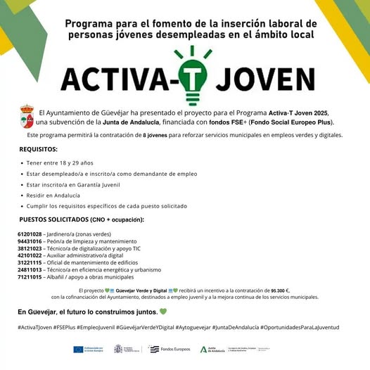 Programa Activa-T Joven para Fomentar la Inserción Laboral en el Ámbito Local